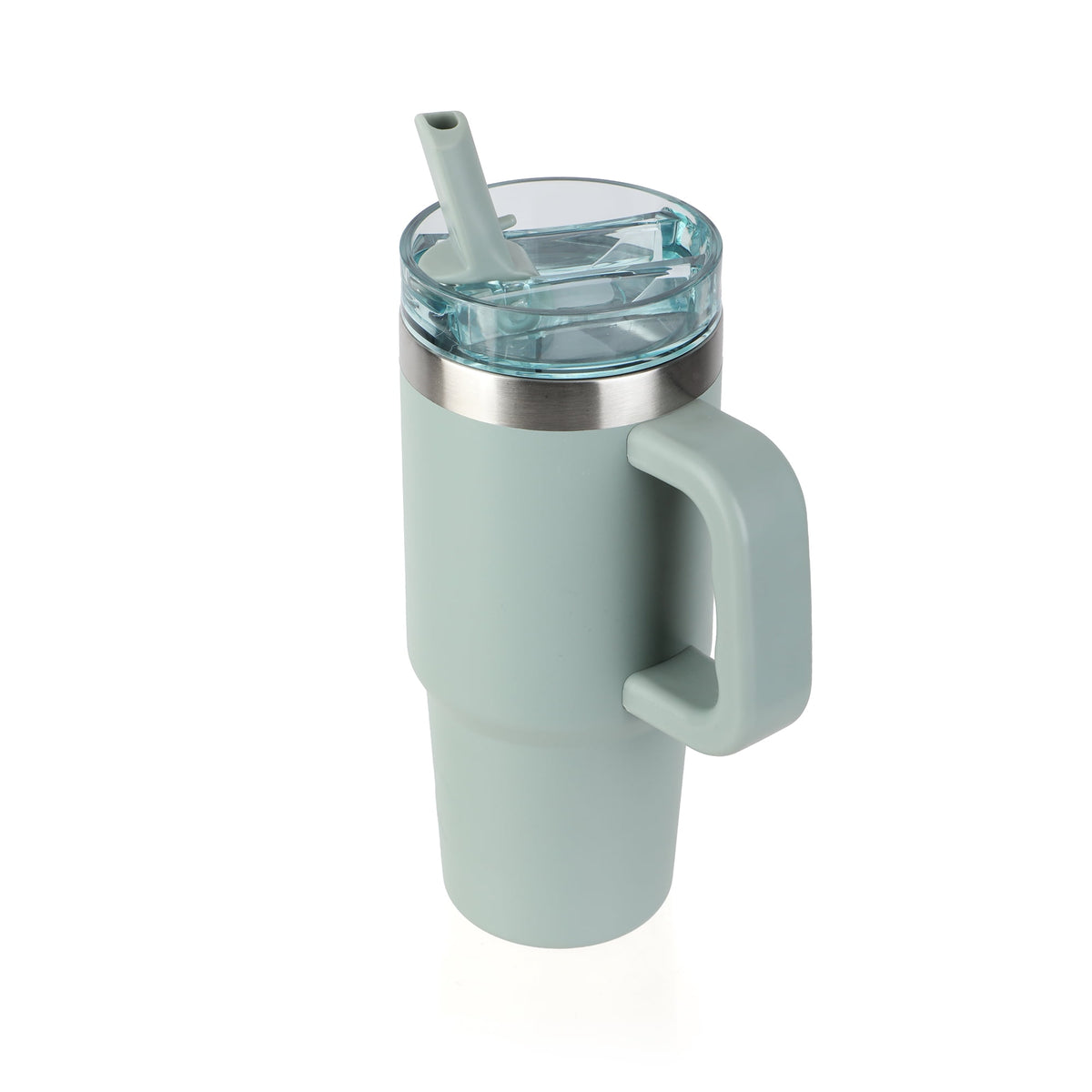 Ozark Trail 30 oz Stainless Steel Insulated Travel Tumbler with Handle and Flip Straw Lid, Rose Shimmer